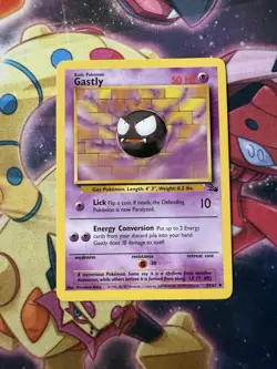 Unlimited Fossil Gastly 33/62 Pokemon Card WOTC Vintage LP - Image 1