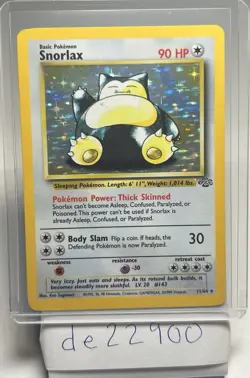 Pokemon TCG Snorlax Holo Unlimited Rare Card 11/64 Jungle - Image 1