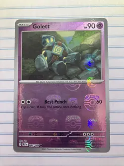 Pokemon TCG Golett Reverse Holo Master Ball 042/086 Black Bolt NM Condition - Image 1