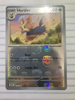 Pokemon TCG Herdier Reverse Holo Master Ball 075/086 White Flair NM Condition - Image 1