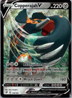 Pokemon TCG Copperajah V 136/192 Rebel Clash LP - Image 1
