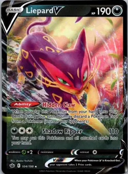 Pokemon TCG Liepard V 104/198 Chilling Reign NM - Image 1