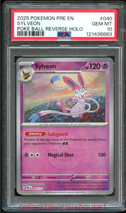 Pokemon Prismatic Evolutions Sylveon Poke Ball Reverse Holo 040 PSA 10 - Image 1