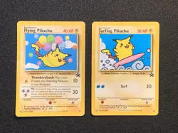 Pokemon Black Star Promo Pikachu Set - DMG - Flying #25 & Surfing #28 - Image 1