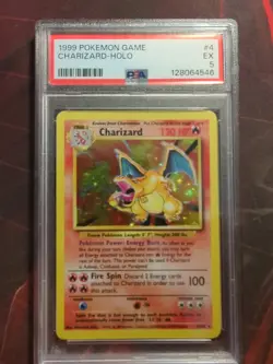 1999 POKEMON BASE SET UNLIMITED #4 CHARIZARD-HOLO PSA 5 - Image 1
