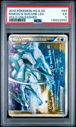 2010 POKEMON HEARTGOLD & SOULSILVER UNLEASHED RAIKOU & SUICUNE LEGEND-HOLO PSA 5 - Image 1