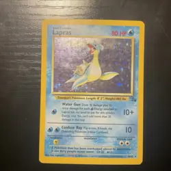 Pokemon TCG Lapras 10/62 Fossil Holo Rare Vintage WOTC Damaged HP - Image 1