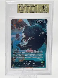 2025 One Piece Royal Blood OP10-022 Trafalgar Law Alt Art Leader BGS 10 Pristine - Image 1