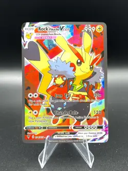 Pokemon TCG Rock Pikachu VCOS Cosplay Full Art Holo Card 054/055 - Image 1