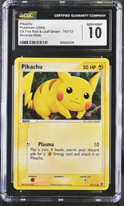 CGC 10 GEM MINT Pikachu Fire Red & Leaf Green 74/112 Reverse Holo Pokemon Card - Image 1