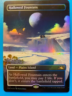 MTG 1x FOIL BORDERLESS Hallowed Fountain 277 Unfinity Magic the Gathering x1 NM - Image 1
