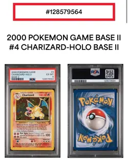 2000 Pokemon Charizard Holo PSA 6 EX-MT - Base Set 2 WOTC 4/130 Vintage Original - Image 1