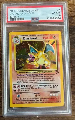 2000 Pokemon Charizard Holo PSA 6 EX-MT - Base Set 2 WOTC 4/130 Vintage Original - Image 3