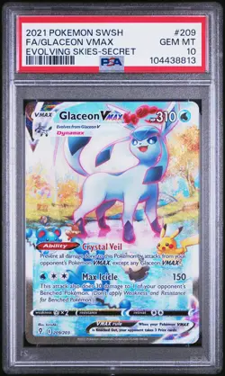 2021 POKEMON SWORD & SHIELD EVOLVING SKIES SECRET FULL ART/GLACEON VMAX PSA 10 - Image 1