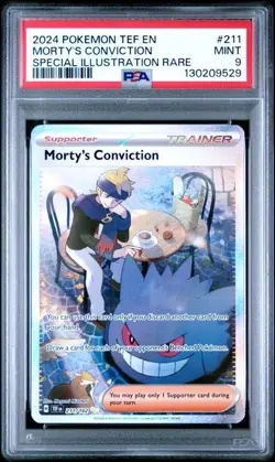 MORTY'S CONVICTION #211/162 PSA 9 • 2024 TEF Special Illustration Rare Pokemon - Image 1