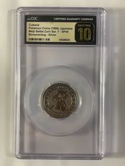 Cubone Meiji Pokemon 1998 Battle Coin Japanese Metal Silver CGC Pristine 10 - Image 1