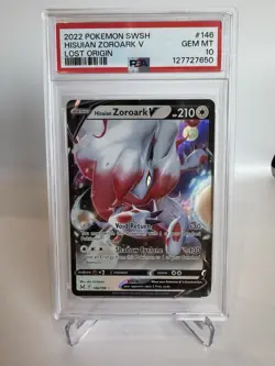 Pokemon Hisuian Zoroark V #146 PSA 10 Gem Mint - 146/196 Lost Origin Graded Slab - Image 1