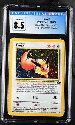 Eevee Pokemon (2000) Black Star Promo 11 Holo Pokemon league CGC 8.5 NM/MINT+ - Image 1