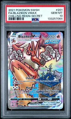 2021 Pokemon Sword & Shield Chilling Reign #201 Blaziken Vmax Alt Art PSA 10 - Image 1