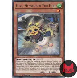 Yugioh Filo, Messenger Fur Hire DANE-EN015 Rare 1st Edition NM - Image 1