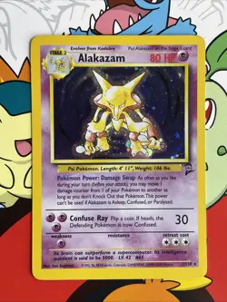 Pokemon Alakazam Base Set 2 Holo Unlimited Rare Card 1/130 Vintage Swirl LP+ - Image 1