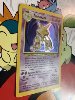 Pokemon Alakazam Base Set 2 Holo Unlimited Rare Card 1/130 Vintage Swirl LP+ - Image 2