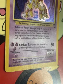 Pokemon Alakazam Base Set 2 Holo Unlimited Rare Card 1/130 Vintage Swirl LP+ - Image 4