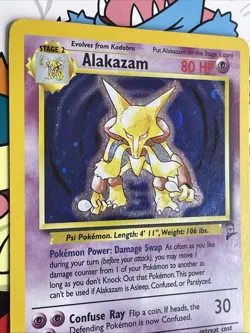 Pokemon Alakazam Base Set 2 Holo Unlimited Rare Card 1/130 Vintage Swirl LP+ - Image 5