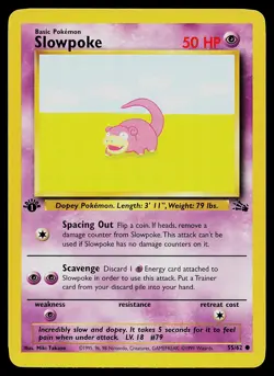 Pokemon Card - Slowpoke Fossil 55/62 Common 1st Edition - Image 1