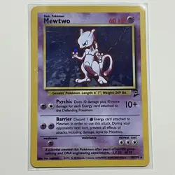 Pokemon Mewtwo TCG Base Set 2 Holo Rare Card 10/130 LP/NM - Image 1