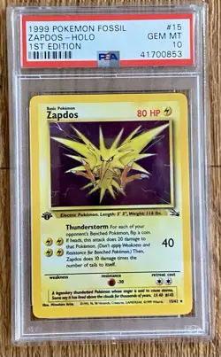 1999 PM Fossil #15 Zappos HOLO 1st Edition PSA 10 Beautiful Card! - Image 1