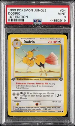 1999 POKEMON JUNGLE 1ST ED #34 DODRIO PSA 9 - Image 1
