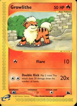 Growlithe 62/144 Common WOTC Skyridge Pokemon - Image 1