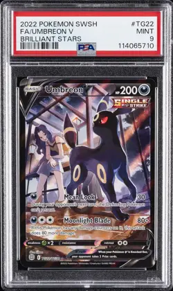 2022 POKEMON SWORD & SHIELD BRILLIANT STARS #TG22 FULL ART/UMBREON V PSA 9 - Image 1