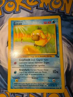 Rare Vintage Pokemon Card Fossil 53/62 Enton/Psyduck German LP - Image 1