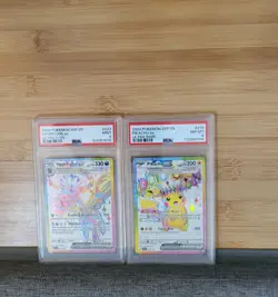 Pokemon 2024 SSP En Pikachu EX Ultra Rare PSA 8 NM-MT (LOT OF 2 CARDS) - Image 1