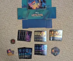 Disney Lorcana Whisper In The Well Promo Pin Lore Counter Promo Cards x4ea & Box - Image 1
