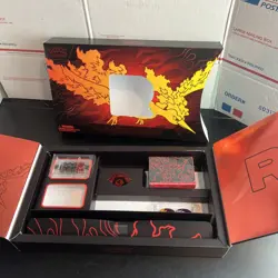 Pokemon Destined Rivals Team Rocket Moltres UPC Deck Box Coin Play Mat No Cards - Image 1