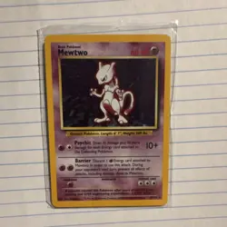 Pokemon Mewtwo 10/102 Holo Rare Base Set TCG Card Wizards 1999 English - Image 1