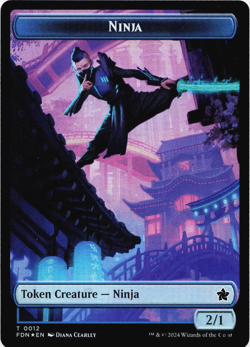 Emblem - Kaito, Cunning Infiltrator // Ninja Doubled-Sided Token MTG Foundations - Image 3