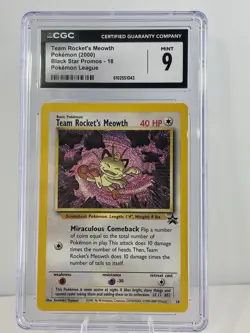 Team Rocket's Meowth 18/53 Wotc Black Star Promo Pokemon CGG 9.0 **MINT** - Image 1