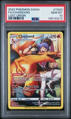 2022 POKEMON SWORD & SHIELD LOST ORIGIN #TG03 FULL ART/CHARIZARD PSA 10 - Image 1
