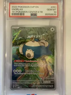 2023 POKEMON 151 POKEMON CENTER ELITE TRAINER BOX PROMO SVP #051 SNORLAX PSA 10 - Image 1