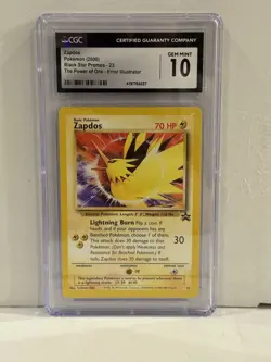 Pokemon Zapdos Movie 2000 Black Star Promo #23 AOKI ERROR CGC 10 Gem Mint - Image 1