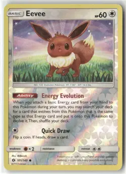Pokemon Eevee Common SM Base Set 101/149 LP - Image 1