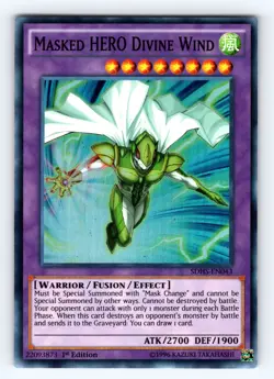 Yugioh Masked HERO Divine Wind SDHS-EN043 1st Edition Super Rare Holo - NM 💎 - Image 1