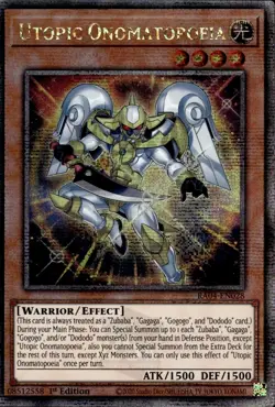 Yugioh Utopic Onomatopoeia RA04-EN028 Quarter Century Rare 1st Edition - Image 1