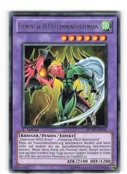 Yugioh ELEMENTAR-HELD FLAMMENFLUGELMANN , rymp-de016 Rare deutsch NM 1. Auflage - Image 1