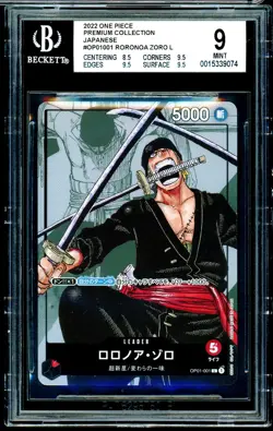 2022 Japanese One Piece 25th Anniversary Roronoa Zoro OP01-001 BGS 9 Mint - Image 1