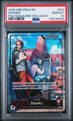 2025 ONE PIECE PROMOS PSA MAGAZINE EXCLUSIVE #001 SHANKS PSA 10 - Image 1
